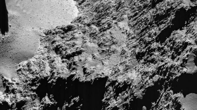 »Rosetta« soll sanft auf dem Kometen aufsetzen. Foto: ESA/Rosetta/NAVCAM – CC BY-SA IGO 3.0