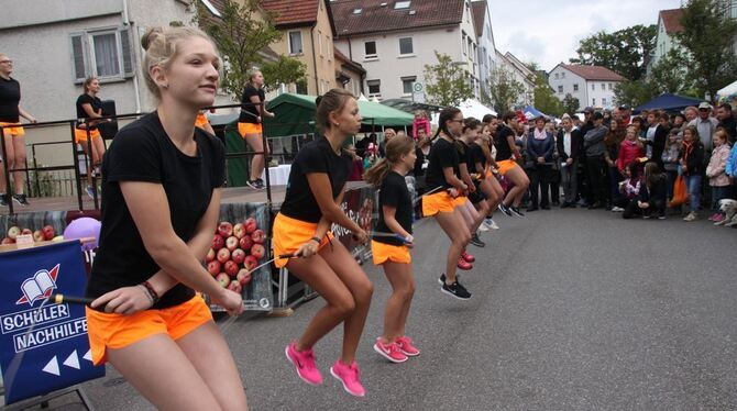 Apfelfest mit Attraktionen und Aktionen: Die TSV-Ropeskipperinnen begeisterten mit ihrem Auftritt.