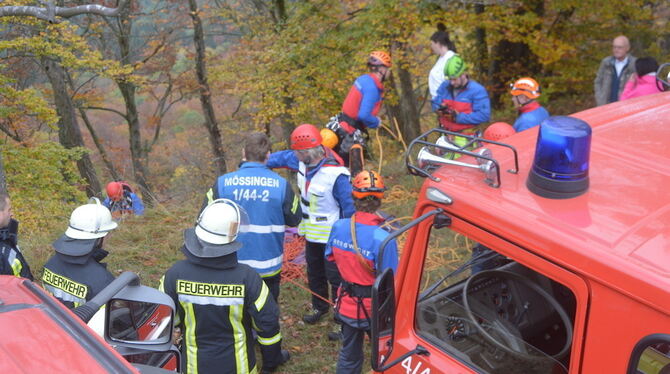 Feuerwehr und Bergwacht gemeinsam im Einsatz.