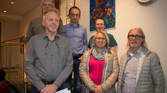 Vertreter der Trochtelfinger Zukunftsteams (von  links) Wolfgang Betz, Christine Vöhringer, Bernhard Schoser. Dahinter: Gerhart