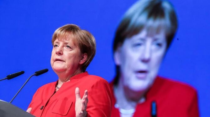 Die CDU-Bundesvorsitzende und Bundeskanzlerin Angela Merkel spricht beim 29. Bundesparteitag der CDU in Essen