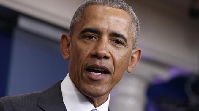 Präsident Barack Obama spricht während seiner letzten Pressekonferenz im Pressezentrum des Weißen Hauses in Washington. Foto: