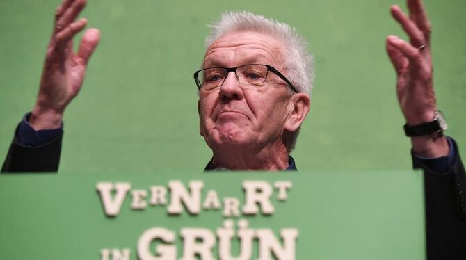 Baden-Württembergs Ministerpräsident Winfried Kretschmann spricht am Politischen Aschermittwoch der Grünen.