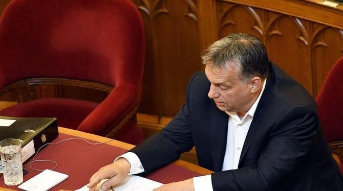 Ungarns Ministerpräsident Viktor Orban im Parlament in Budapest. Foto: Tibor Illyes/MTI