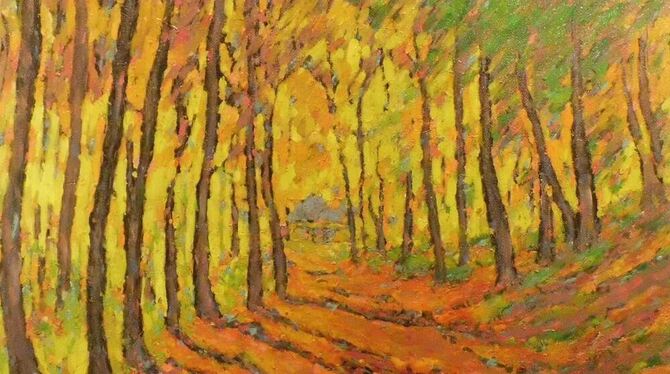 Walddarstellung des Metzinger Künstlers Fritz Sprandel, der, beeinflusst vom französischen Impressionismus, seine eigene maleris