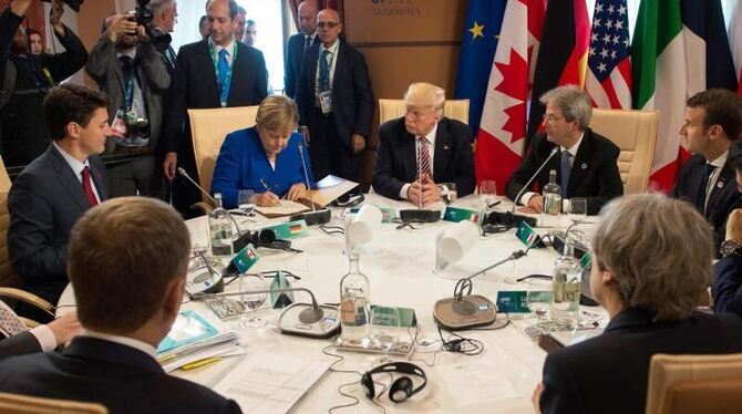 Mühsame Gespräche beim G7-Gipfel, den manche Beobachter für gescheitert halten. Foto: Guido Bergmann/Bundesregierung
