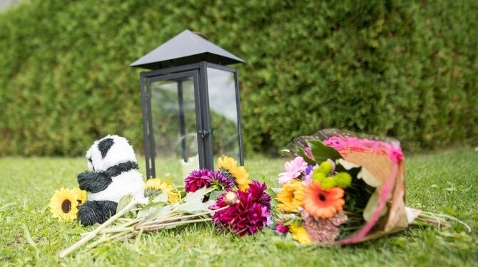 Blumen liegen nach einem Familiendrama mit drei Toten in Villingendorf vor dem Tatort.