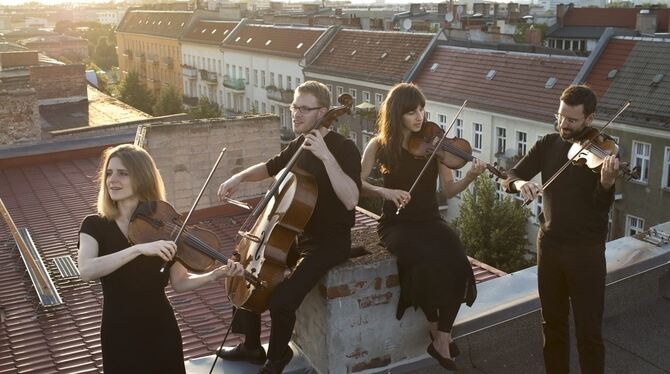 Jung und wild: das Orbis-Quartett spielt grundsätzlich ohne Noten und Stühle. FOTO: PR