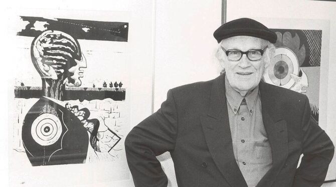 Günter Hildebrand 1991 bei einer Ausstellung.