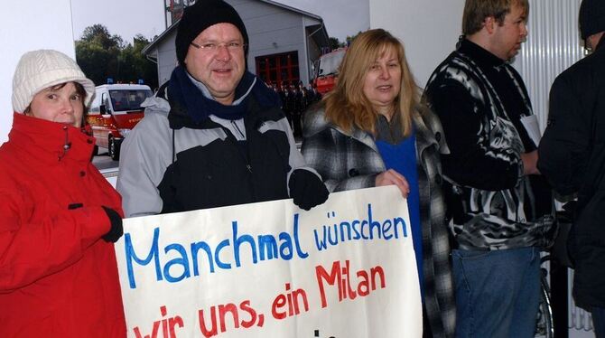 Demonstranten aus dem Gammertinger Stadtteil Kettenacker fürchten einen Windpark direkt vor ihrem Dorf.