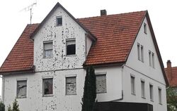 Wie angeschossen: Haus in Gomaringen mit Hagelschäden.   FOTO: HAMMER