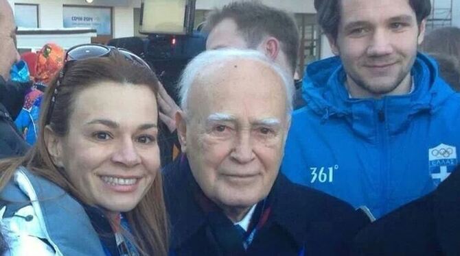 Gestern traf Nico Polychronidis (rechts) vor der Olympia-Eröffnung den griechischen Präsidenten Karolos Papoulias (der ältere He