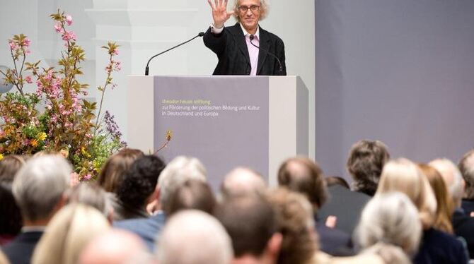 Christo bei der Verleihung des Theodor-Heuss-Preises. Foto: Sebastian Kahnert
