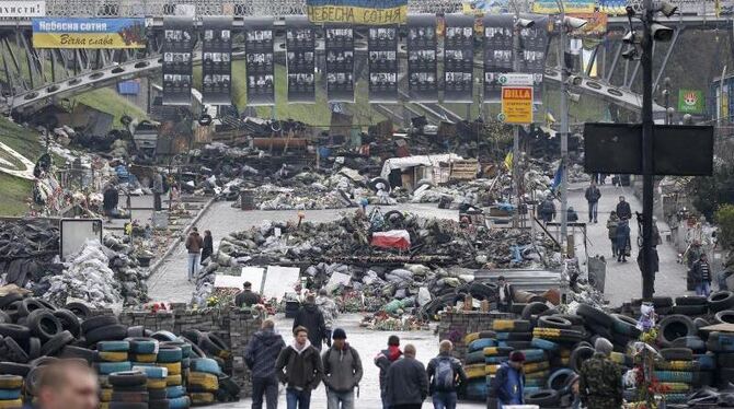 Russland wirft Kiew vor, den besetzten Unabhängigkeitsplatz Maidan nicht räumen zu wollen. Foto: Peter Klaunzer/Archiv
