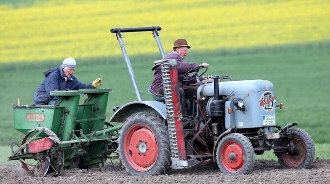 Das betagte Bauernpaar aus Andelfingen fotografierte Thomas Warnack beim Kartoffeln stecken. Die Jury des Wettbewerbs "Landwirts