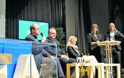 Kandidaten im Vergleich (von links): Michael Schrenk, Dr. Horst Raichle und Sabine Lauffer. Die Fragen stellten Petra Schöbel un