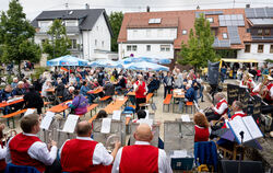 Die Schwäbische Blaskapelle sorgt für Unterhaltung in Reicheneck.  FOTO: TRINKHAUS
