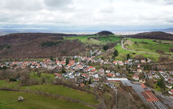 Blick von Süden auf Bronnweiler:  Hinter dem Ort liegen  Käpfle und  Waldflächen, die vom Regionalverband bisher als potenzielle