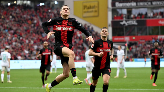 Erstmals deutscher Meister: Bayer 04 Leverkusen um Jungstar Florian Wirtz (vorne).