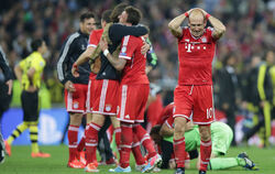 25. Mai 2013: Der Bayern besiegt im Champions-League-Finale Dortmund mit 2:1. Arjen Robben (rechts) kann es nicht  fassen. 