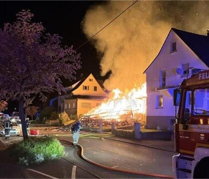 Das Haus in Spaichingen brannte nach der Explosion komplett aus.