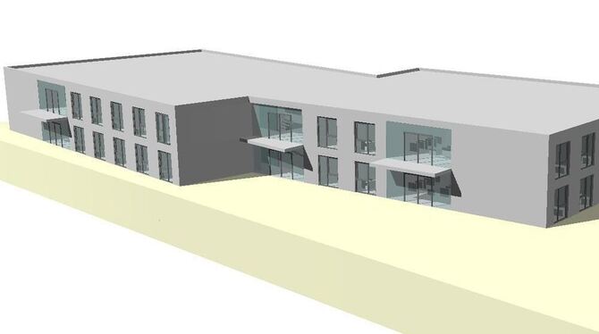 Das Modell für das neue Seniorenheim in der Mühlstraße: Es soll zweistöckig werden und vier Wohngruppen Platz bieten.  GRAFIK: P