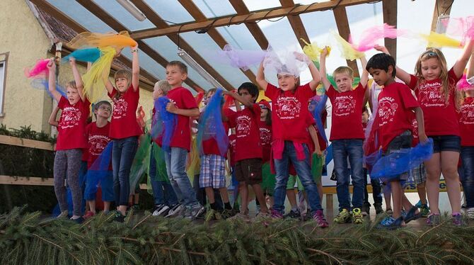 Auch die Kinder der Bolbergschule beteiligten sich am Programm der Sonnenbühler Hockete in Willmandingen. FOTO: LEUSCHKE