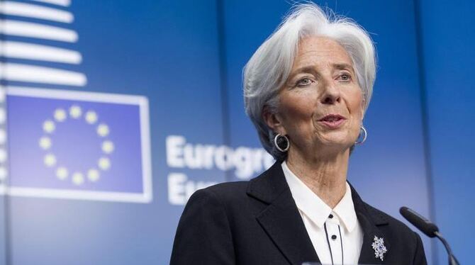 IWF-Chefin Christine Lagarde spricht in Brüssel. Foto: Thierry Monassa/Archiv