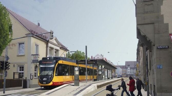 Die Chancen für eine Stadtbahn in der Region Neckar-Alb sind gestiegen. Schienenverkehr in der Reutlinger Gartenstraße, wie auf