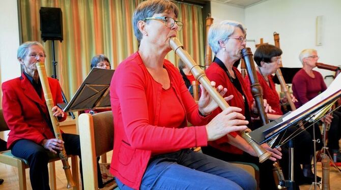 Gewissenhaft arbeiten die Flötenspieler jede Woche in Nehren an ihren musikalischen Fertigkeiten. Dirigentin Bärbel Kuhn leitet