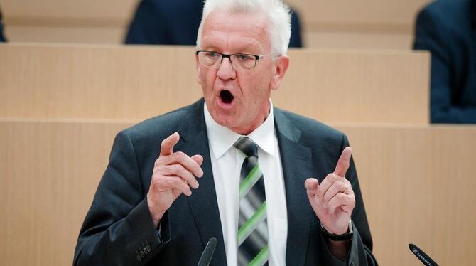 Ministerpräsident Winfried Kretschmann im Landtag.
