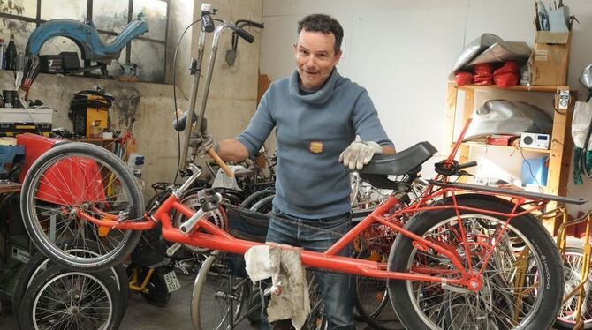 Aus alt mach’ neu: Tobias Gommel greift beim Chopper-Bau bevorzugt auf Recycling-Material zurück.
