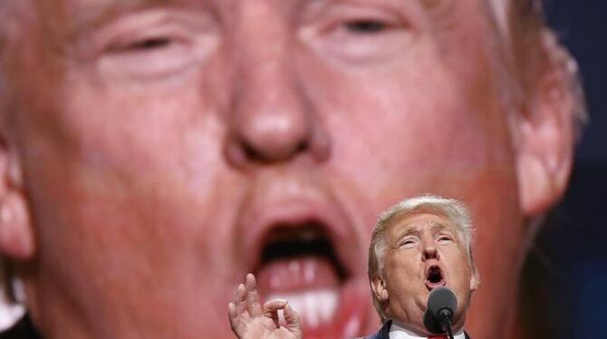 Der republikanische Präsidentschaftskandidat Donald Trump spricht im Juli 2016 während einer Parteiveranstaltung in Cleveland