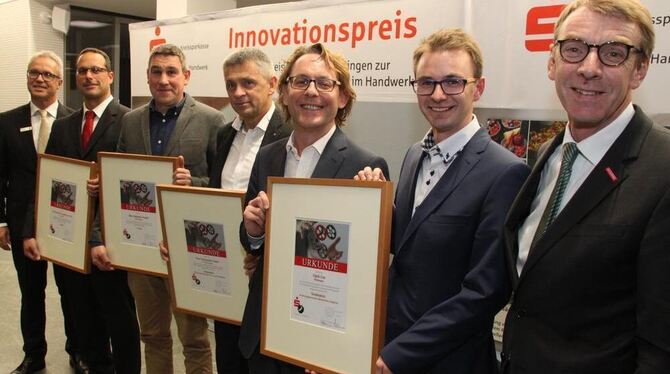 Beim Innovationspreis der Kreissparkassen-Stiftung erhielten die Preisträger Urkunden und einen Geldbetrag als Anerkennung für i