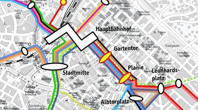Verbesserter Takt, neue Linien: Im neuen Stadtbuskonzept  wird die Gartenstraße Hauptverkehrsachse. Der ZOB (Stadtmitte) verlier