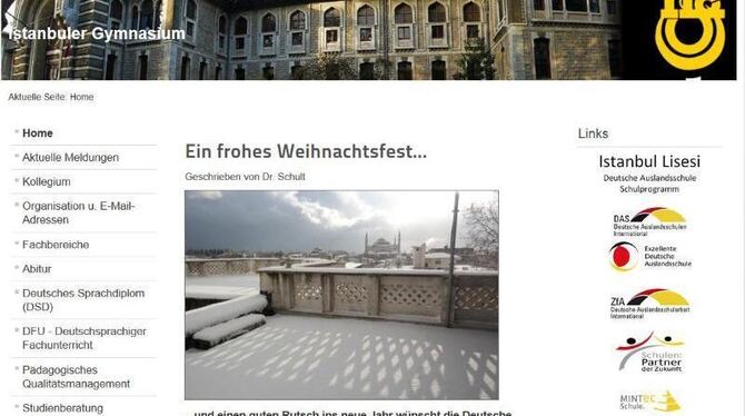 Die deutsche Webseite der deutsch-türkischen Elite-Schule Istanbul Lisesi. Foto: dpa