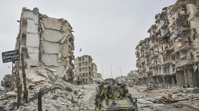 Pioniere der russischen Armee patrouillieren durch Aleppo. Foto: Russisches Verteidigungsministerium