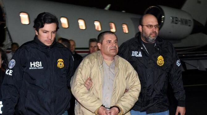 Joaquín »El Chapo« Guzmán bei der Ankunft in Ronkonkoma, N.Y. Foto: U.S. law enforcement/AP