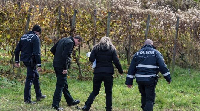 Polizisten suchen im November 2016 bei Endingen in den Weinbergen nach einer verschwunden 27-jährigen Joggerin. Foto: Patrick Se