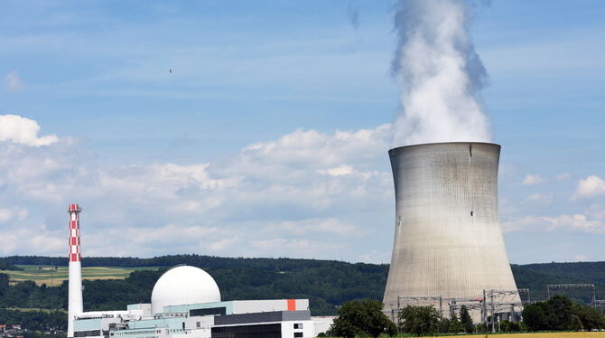 Das schweizerische Kernkraftwerk Leibstadt nebst Kühlturm (r). Archivfoto: dpa