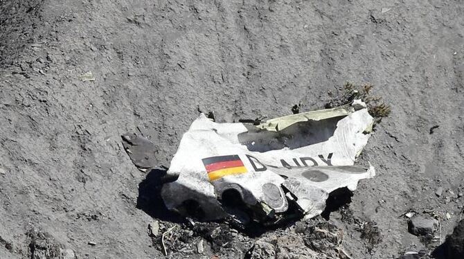 Trümmer der Germanwings-Maschine an der Absturzstelle. Foto: Sebastien Nogier