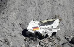 Trümmer der Germanwings-Maschine an der Absturzstelle. Foto: Sebastien Nogier
