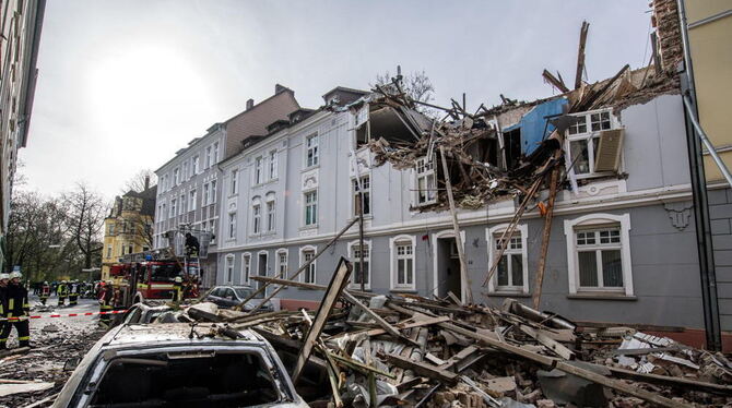 Das völlig zerstörte Miethaus in Dortmund.