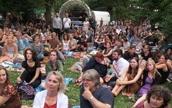 Picknick oder Musik oder irgendwie beides? Publikum beim Festival.