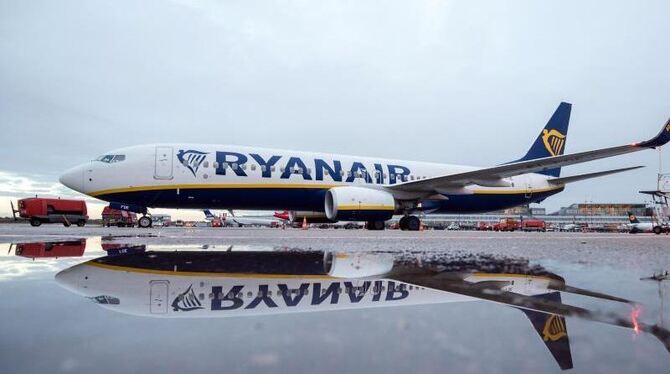 Ein Flugzeug der Fluggesellschaft Ryanair in Hamburg. Die Airline will bis Ende Oktober täglich bis zu 50 Flüge absagen. Foto