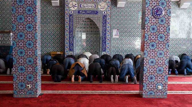 Muslime beten am 03.10.2017 in Hamburg in der Centrum Moschee. Foto: Alex Heimken