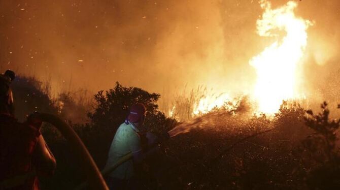 Waldbrand bei Obidos in Portugal: Die seit Monaten anhaltende Trockenheit und starke Winde begünstigen in vielen Gebieten der