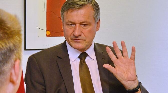FDP-Fraktionschef Hans-Ulrich Rülke vor wenigen Wochen zu Besuch beim GEA.