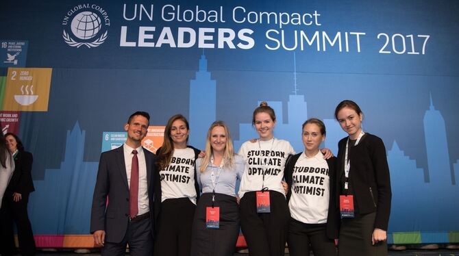 UN-Vollversammlung New York 2017 – mit (v. l. n. r.) Marcus Adam, Marie Caterina Sfameni, Rebekka Rüth, Katharina Hauk, Charlott