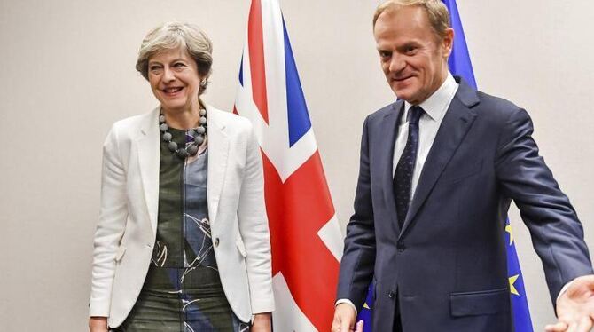 Die britische Premierministerin Theresa May und EU-Ratspräsident Donald Tusk in Brüssel. Foto: Geert Vanden Wijngaert